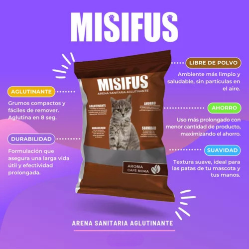Arena Para Gato Sanitaria Aglutinante Misifus Café Moka 8 Kg