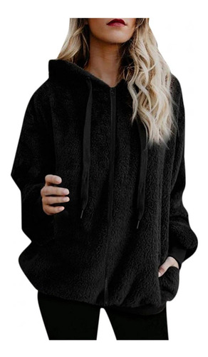 Pullover Hoodie For Dama Full Zip Up Fuzzy Fleece Solid