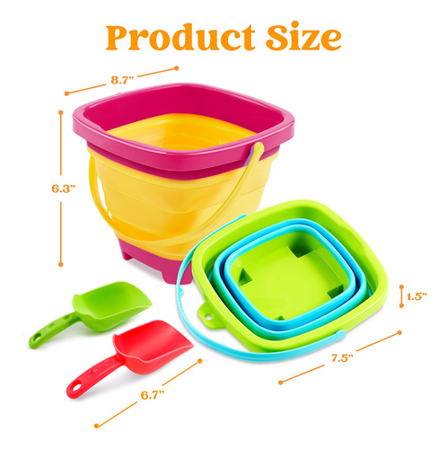 Cubos Plegables De Silicona 3 Unidades Para Playa Y Arena