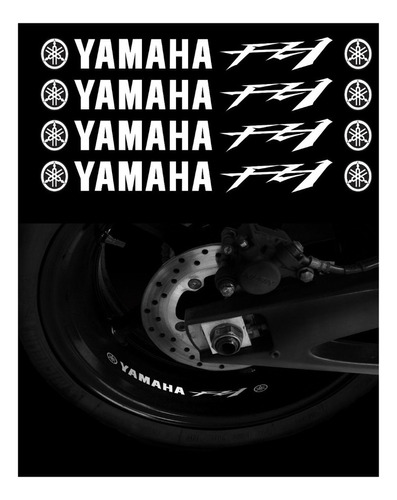 Kit Adesivos Interno Centro Roda Moto Yamaha Fz1 Ca-10073 Cor Branco Refletivo