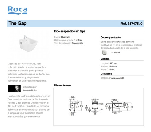 Imagen 7 de 9 de Bidet Baño Loza Monocomando Sanitarios Blanco Oferta Roca