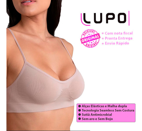 Sutiã Sem Costura Alça Fina Confortável Original Top Lupo
