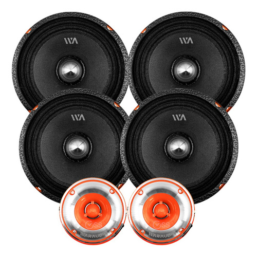 Paquete Waraudio 2 Par Medios Bh68bm + Par Tweeter Bhtw