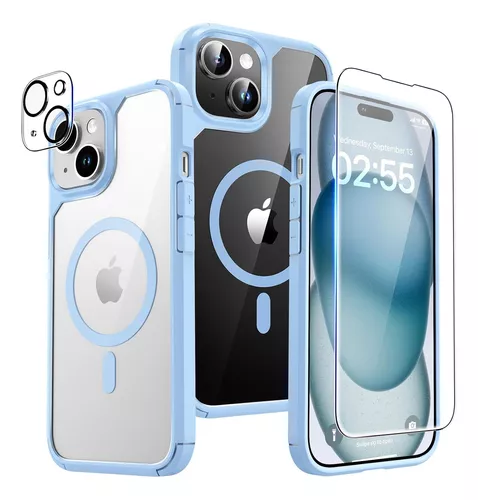 TAURI Funda para iPhone 15 Plus, [5 en 1], 1 funda transparente [no  amarillenta] con 2 protectores de pantalla + 2 protectores de lente de  cámara