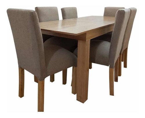 Juego De Comedor, Mesa Exten Color Paraíso+6 Sillas Chenille