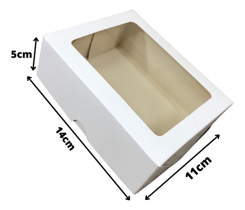 Caixa Para Presente Branca Com Visor - 14x11x5 - 50 Uni