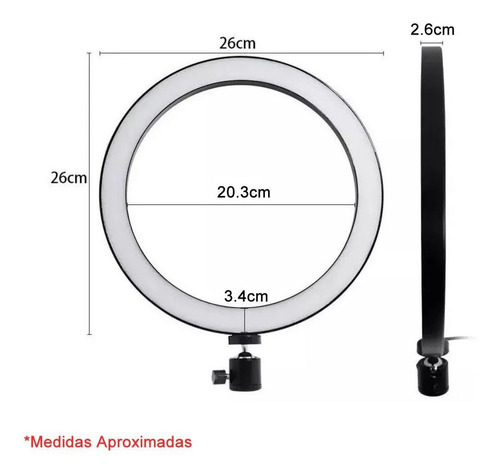 Imagem 6 de 9 de Ring Light Maquiagem Youtube 26cm 10 Polegadas + Tripé 2.10m