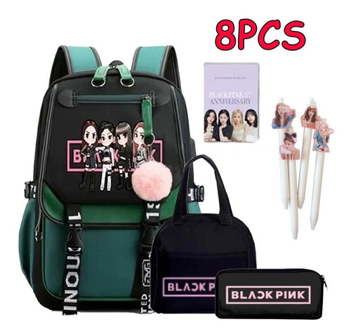 Juego De Mochila Juvenil Coreana Kpop Blackpink De 8 Piezas