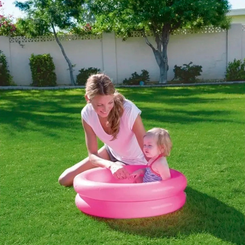 Imagen 3 de 7 de Pileta Inflable Niños Y Bebes 2 Aros Bestway Rosa 61 X 15 Cm