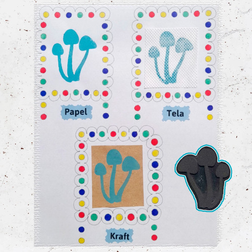 4 Sellos De Goma De Hongos + 50 Tags + 2 Pinturas