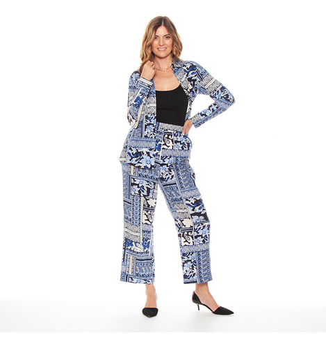 Pantalon De Lino Wados Estampado Con Cintura Elasticada