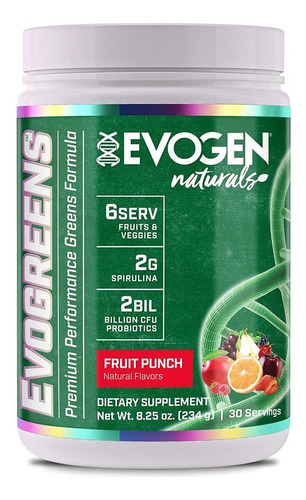 Evogreens Natural Superalimento Verde Desintoxicante Evogen Sabor Fruit Punch