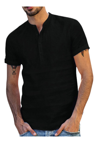 Camiseta Holgada De Algodón Y Lino Para Hombre En Forma De X