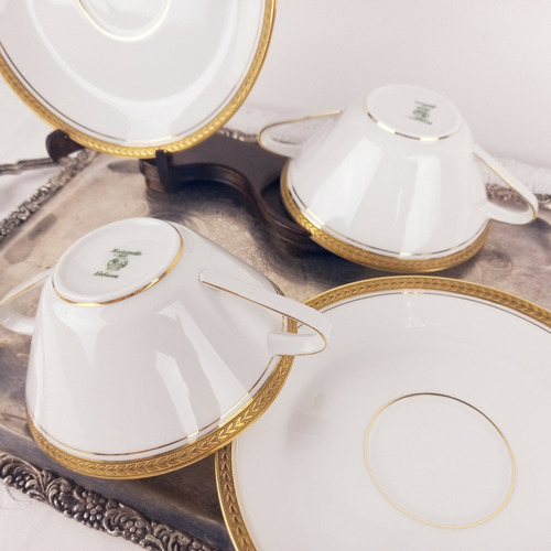 Taza Consome Porcelana Alemana Guarda Con Oro Antigua Mirala