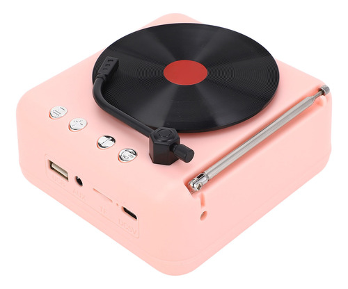 Altavoz Inalámbrico Rosa, Estilo Tocadiscos Retro, Sonido Hi