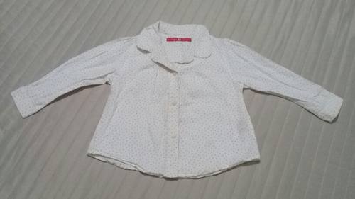 Camisa De Bebé Marca Emos Talle 2 Años  Blanca Con Pintitas 