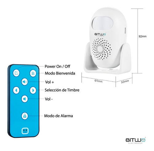 Sensor Movimiento Alarma Presencia Timbre Intruso | Bitwo M1