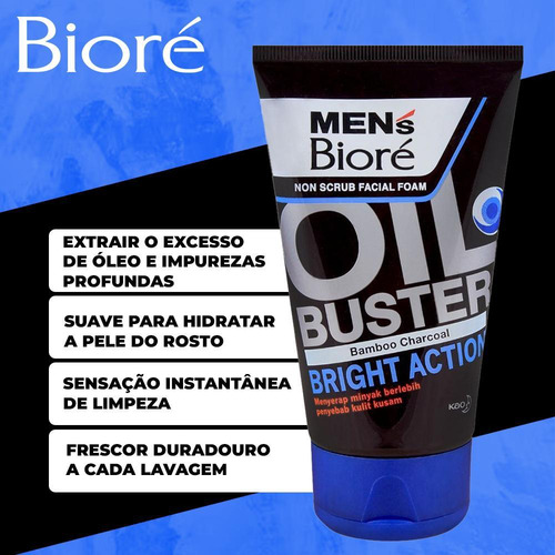 Sabonete Limpeza Facial Bioré Oil Buster Bright Action 100g