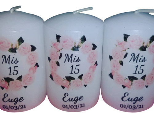 15 Velas Personalizadas 15 Años , Boda, Bautismo Y Más 