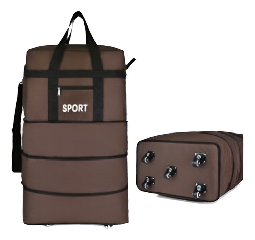 Bolso Plegable 3 Niveles Con Ruedas 130 Litro Negro Us*