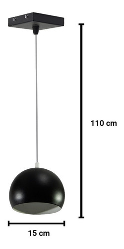 Imagen 2 de 10 de Lampara Colgante 1 Luz 15cm Moderna Led Blanca Negra