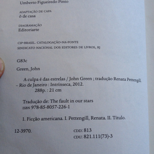 Livro A Culpa É Das Estrelas - John Green 2012 T2