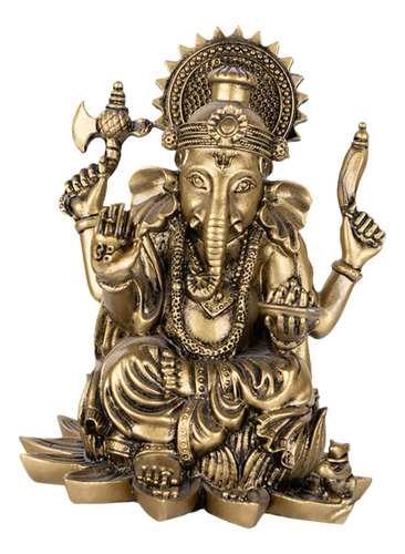 Estátua De Ganesha Hindu Elefante Bronze 11,5x14,5cm