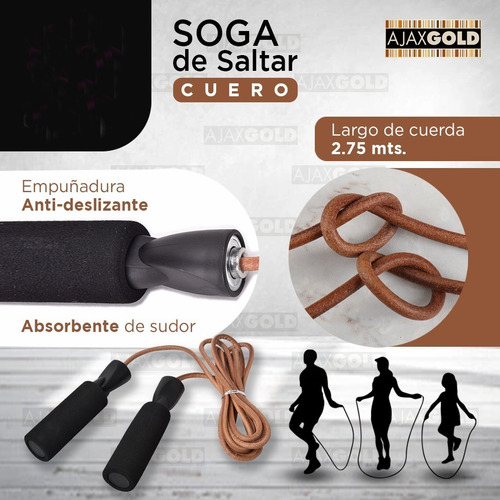 Imagen 3 de 7 de Soga De Saltar Cuero Mir Con Rulemanes Mma Boxeo Fitness