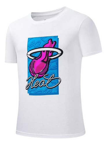 Polera Nba Miami Heat De Algodón Color Blanco