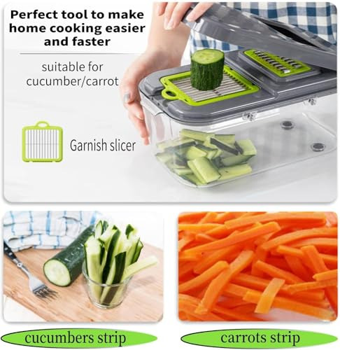 Cortador De Verduras Miibox 22 En 1 Con Recipiente Para Pica
