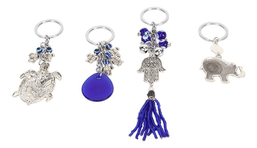Chaveiro De Metal, 4 Peças De Elefante Universal Blue Eye Go