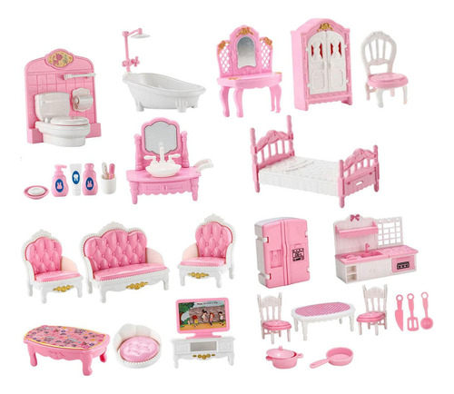 Conjunto De Móveis Para Casa De Bonecas Com 22 Peças De