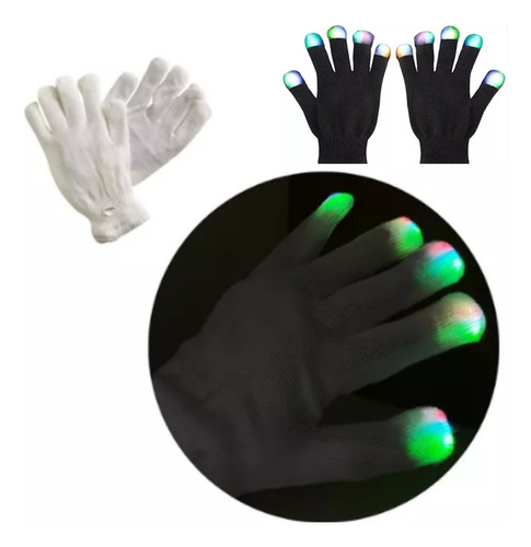 Guantes Led Luminoso Cotillon Fiesta 1 Par 