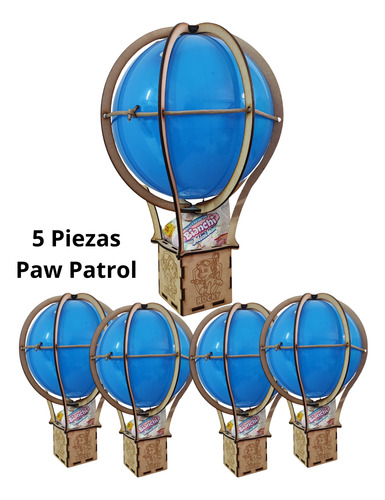 Centro De Mesa Dulcero Paw Patrol Globo Para Pelota 5 Pzas Mdf Natural