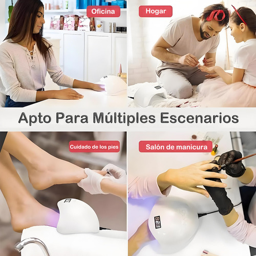 Lampara Led Uv De Manicura, 48w 24led Secado Rápido De Uñas Profesional Uv Lámpara De Uñas Led Con 4 Ajustes De Temporizador, Pantalla Lcd, Sensor De Movimiento Gel De La Extensión/gel Uv Color Blanco
