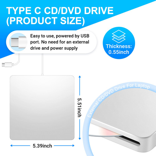 Unidad Externa De Cd/dvd M4usb C Portátil Cd Movi-f Sin Unid