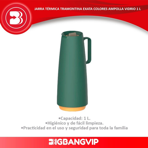 Imagen 2 de 6 de Termo Jarra Térmica Tramontina Exata 1lt Color Moderno Cafe