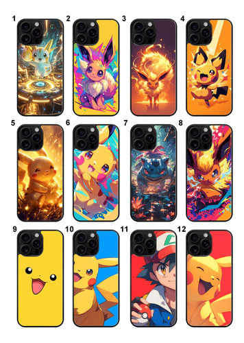 Funda Carcasa Pokemon Pikachu Ash Anime Para Samsung A Y J Negro A03 Core