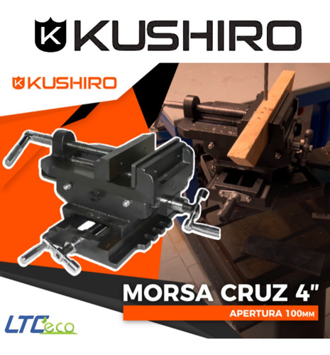 Imagen 4 de 10 de Morsa Plana En Cruz 4 Pulgadas Kushiro Reforzada Banco 95mm