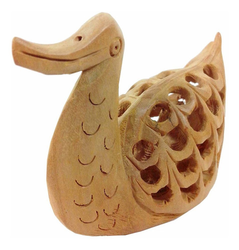 Imagem 5 de 5 de Estatueta Pato Madeira Indiana + Outro Dentro 5,8cm Novo