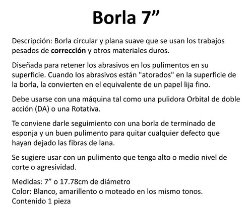 Borla 7 Pulgadas Para Pulir