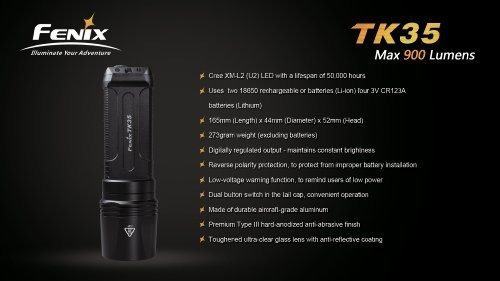 Fenix Tk35 Xm-l2 U2 Linterna Led Táctica De 900 Lúmenes Co