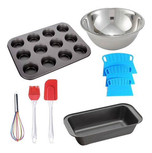 Kit Reposteria Cornet Budinera Muffins Bowl Acero Batidor