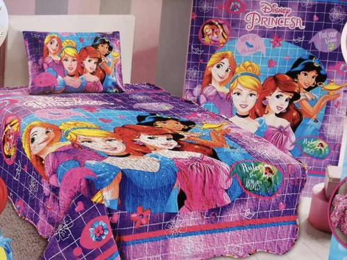 Plumón Cobertor Reversible Princesa Para Niñas+ 1 Funda