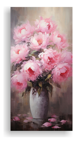 40x20cm Cuadro Decorativo Peonías Rosas Estilo Pintura Amar