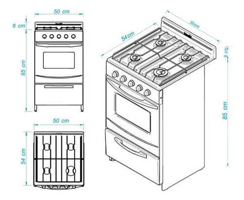 Cocina Escorial Candor Black 4 Hornallas Puerta Con Visor Gn
