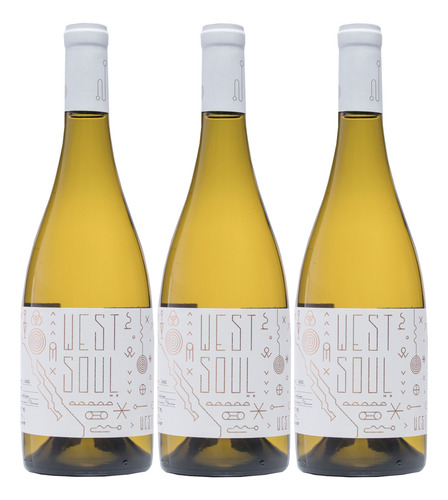 3 Botellas De Vino Blanco West Soul Chardonnay 750ml
