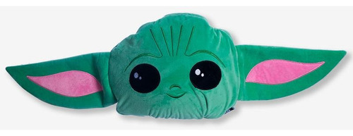 Almofada 2 Em 1 Com Zíper Vira Manta Ao Abrir Personagens Cor Verde-claro Desenho Do Tecido Baby Yoda