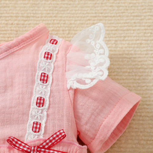 Mamelucos Tierno De Algodón Cómodo Bebé 6-18 M Con Encaje Rosa 9-12 M Lisa