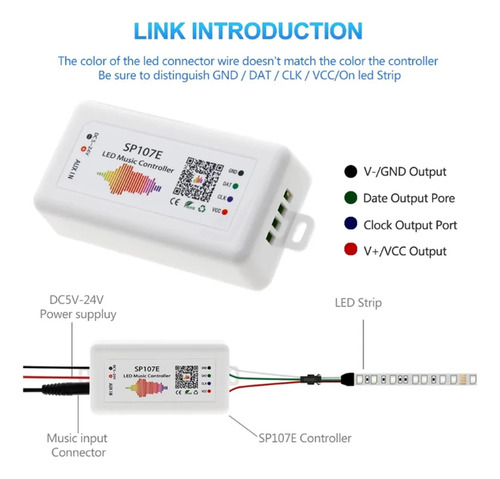Controlador De Música Led Sp107e Dc5-24v Con Compatibilidad
